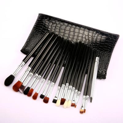 China Fan Sweep Brush Kit Black Eyeshadow Brushes Private 19PCS Face Eye Makeup Mark White Hair Eyeshadow Brushes With PU Leather Bag for sale