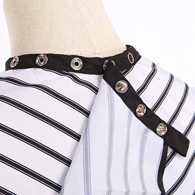 China Polyester Hairdressers Dress Hair Styling Cape Stripe Hair Apron Haircutting Dress For Home Salon Hairdressers Pongee Polyester for sale