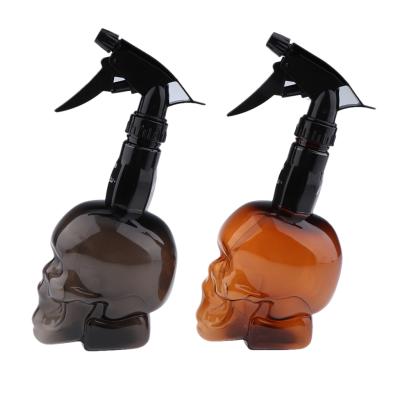 China 300ml Empty PET Water Spray Bottle Salon Hairstyling Plant Pet Hair Mist Sprayer Skull Shape Refillable Bottles Styling Tools for sale