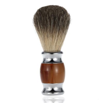 China Professional Pure Badger Hair Cleaning Shaving Tool Barber Salon Men Facial Beard Resin Handle Shaving Badger Hair Brush Shaving Razor Brush for sale