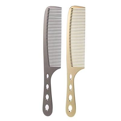 China Salon Stainless Steel Hair Comb Hairdressing Comb Steel Hair Cutting Metal Comb Handle Long for sale