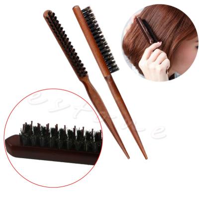 China Brand New High Quality Wooden Handle Boar Bristle Hair Brush Comb Natural Fluffy Hairdressing Barber Tool for sale