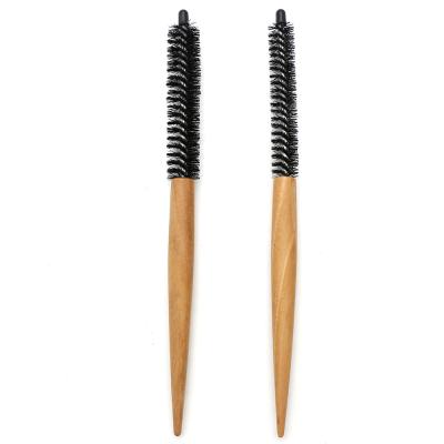 China Pro 1 PCS Mini Hair Brush Nylon Bristle Hair Round Wooden Comb For Hair Barrel Brush For Hairdressing for sale