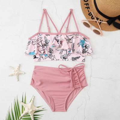 China High quality children's bikini high waist young girl's sexy bikini swimwear teen sexy cross back brazilian plus size swimwear for sale