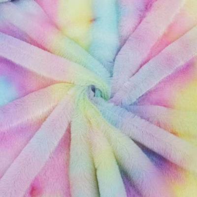 China Polyester Faux Fur Tie-dye  rainbow fashion design Antiflaming Static-free Anti-microbial color fastness more than 4 for sale