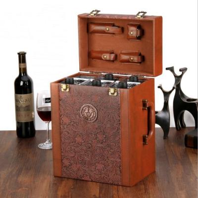 China Large Capacity Handmade Luxury Printing Sublimation 6 PCS Wine Packaging Boxes With Accessories for sale