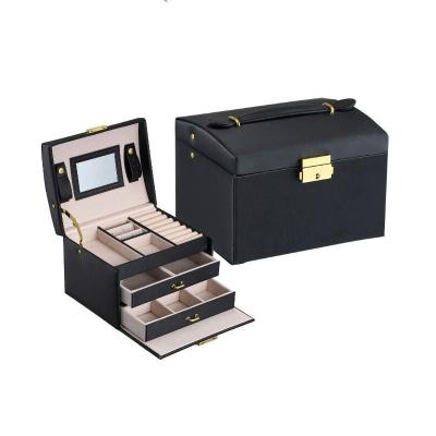 China Trendy Portable Silk Jewelery Box Jewelry Storage Drawer Chain Boxes With Mirror for sale