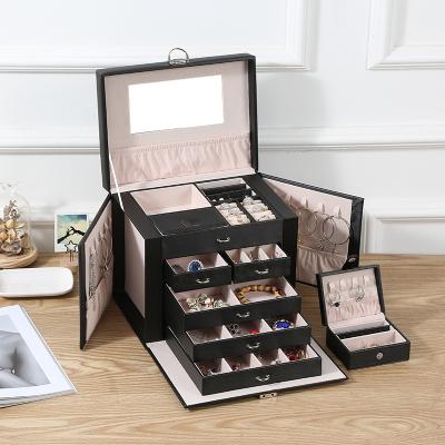 China Jewelry Display Box Earrings Necklace Box Large Capacity Accessories PU Materials Storage Packaging Jewelry Gift Box for sale