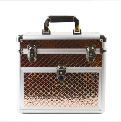 China Durable Fashionable Multilayer Large Capacity Cosmetic Case For Girls Makeup Aluminum Case With Drawer for sale