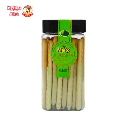 China Healthy Low-sodium Excellent Quality Green Tea Creamer Cookie Stick Coated with Green Tea Creamer Flavor in Jar for sale