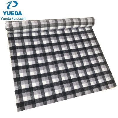 China 100% Polyester Garment Check Borg Sherpa Fleece Fur Fabric [YUEDA Fur Factory] Color White, Light Gray And Dark Gray for sale