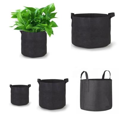 China Eco-friendly 25 Gallon Gray Aeration Fabric Grow Pot Greenhouse Felt Sowing Packing Plant Nursery Non Woven Planter Grow Bags for sale