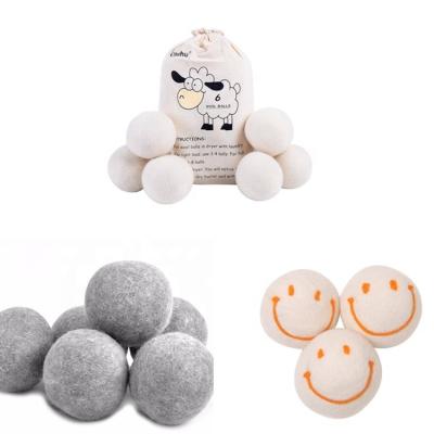 China Wholesale 6 Pack XL 100% New Trend Premium Quality Eco-Friendly Natural White Organic Wool Dryer Balls for sale