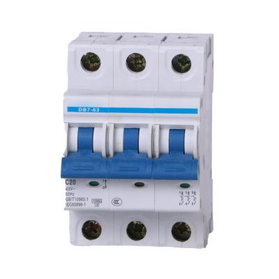 China MCB DB7-63-3P mcb circuit breakers 63a dc miniature circuit breaker 3p DB7-63-3P for sale