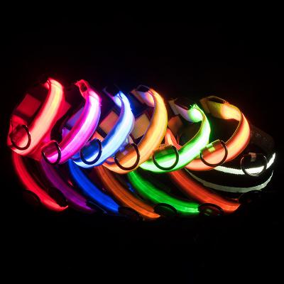 China Viable Led Walking Flashing Dog Collar Warning Light Dog Lost Collar Pet Collar Colorful Bright Night Light Anti for sale