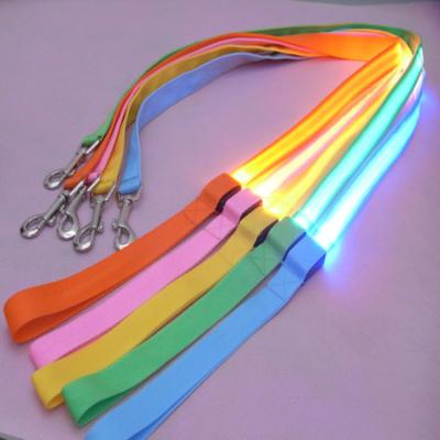 China Viable Bright 2.5cm Mesh Pet Traction Rope LED Dog Belt Mesh Dog Traction Belt Attracts Attention 120cm Length Dog Traction Rope for sale