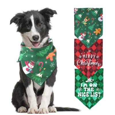 China 2021 New Novelty Christmas Pet Dog Towel Saliva Dog Towel Triangle Viable Cloth Plaid Xmas Accessories Viable All Seasons for sale