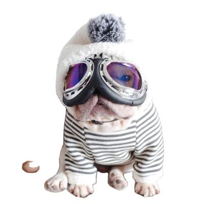 China New Sustainable Pet Clothes Lamb Hooded Sweater Dog Pet Clothes Fall And Winter Hoodies Leisure Cotton Gray Stripe 100% Sustainable NC; FUJ for sale