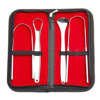 China Multifuctional Top Selling Stainless Steel Tongue Cleaner Oral Cleaning Kit Tongue Scraper Kit for sale