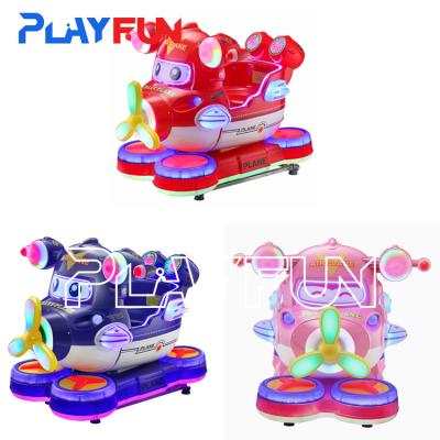 China Playfun plastic MP5 interaction game Swing airplane kids rides on car battery coin operated  kiddie amusement rides trai for sale