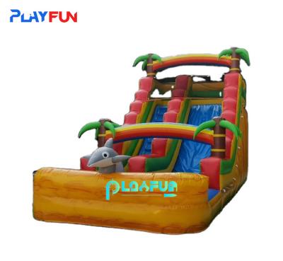 China niños comerciales personalizados casa de rebote parques patio trasero tobogán de agua adultos piscina tobogán de agua inflable en venta