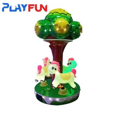 China Kids Indoor 3 Players Carousel Fiberglass Carousel Merry Go Round mini Tree Carousel for sale