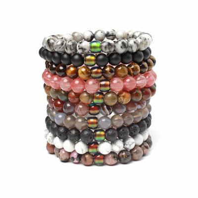 China 2021 FASHIONABLE Lava Jasper Bracelet Natural Gemstone Picasso Fashion and Moodbead Wholesale Bracelet for sale