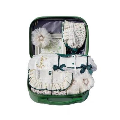 China Green anti-shrink newborn cotton gift box baby summer online celebrity set full moon gift package for sale