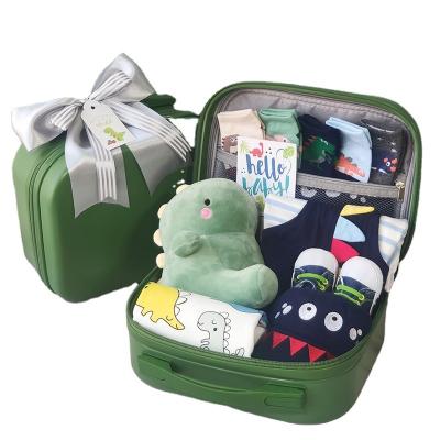 China HeBo Dinosaur Little Boys Cotton Breathable Baby Clothes Spring Baby Rompers Baby Gift Set Set Box For Newborn for sale