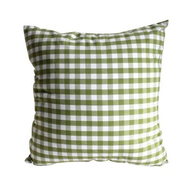 China Color pastoral sofa plain stripe plaid green decor farmerhouse pillow cushion cover lumbar pillowcase for sale