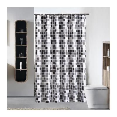 China Sustainable Designers Modern Mosaic Bathroom Polyester Water Proof Fabric Hotel Feature Shower Curtain for sale