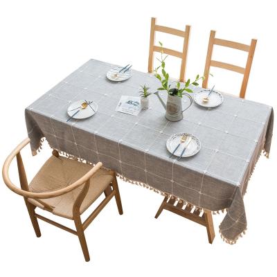 China Waterproof cotton household products polyester blend tablecloth tassel linen tablecloth for dining room for sale