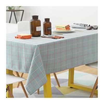 China Plaid pastoral cotton household products polyester blend tablecloth linen tablecloth for dining room for sale