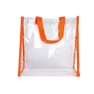 China Custom Handled Plastic Travel Tote Bag Transparent Holographic Pvc Gift Packaging Bags for sale