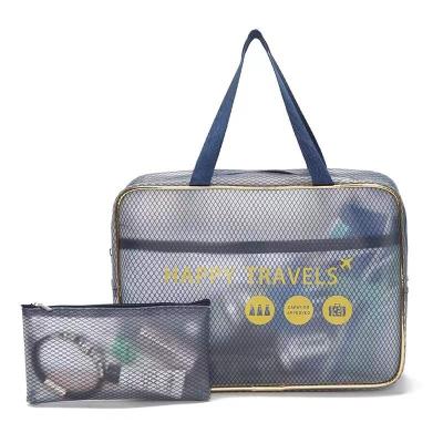 China Fashion Girl Transparent Zippered Handled Makeup Bag Skin Care Toiletries Bag Storage Bag for sale