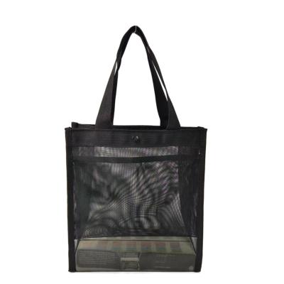 China High Quality Nylon Mesh Mesh Black Folding Toteh Tote Bag Shoulder Bag Small Net Pouch Bag With Buckle for sale