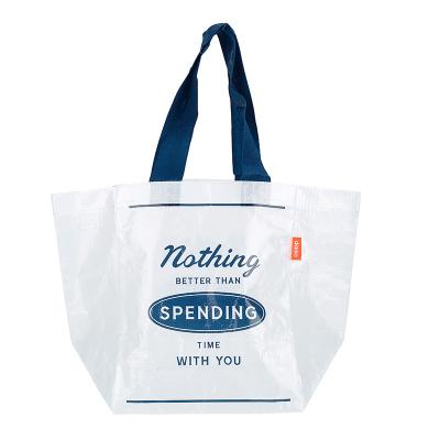 China Hot Sale Transparent Exhibition PP Weave Bags With Logo Shopping Bag Eco-Friendly Sustainable Shopping for sale