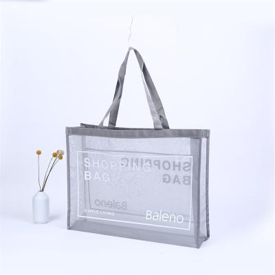 China Exhibition Best Quality Mesh Reusable Grocery Bags Shopping Nylon Tote Shopping Bag Transparent Nylon for sale