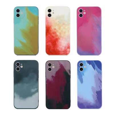 China case 2021 Anti-fall watercolor cover case silicone phone protector for Iphone 13 12 11 pro 7 8 XR max X Xs for sale