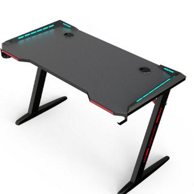 China Adjustable (Height) Carbon Fiber Desk Gaming Z Shape RGB Light Gaming Table PC Desk for sale