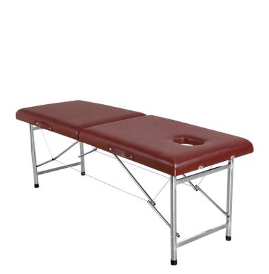 China Traditional Physiotherapy Adjustable Home Aluminum Bed Beauty Leather Facial Massage Bed Portable Folding Massage Bed for sale