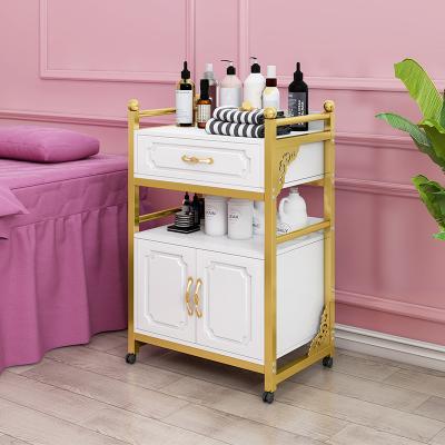 China Luxury EUROPEAN Beauty Salon Equipment Storage Salon Trolley Barber Shop Tool Cabinet Trolley Salon Furniture Trolley for sale