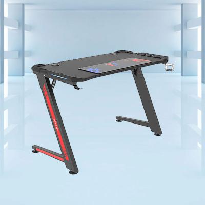 China (Size) OEM Adjustable Carbon Fiber Gaming Desk RGB Gaming Desk with LED Lights for sale