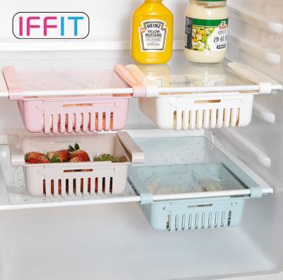 China Unique Design Viable Pull Out Fridge Drawer Organizer Save Space Scalable Kitchen Fridge Basket FIT FOR Below 0.5