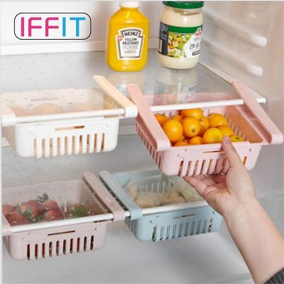 China 4 Pack Drawer Retractable Refrigerator Storage Box Viable Basket Drain Vegetable Rack for sale