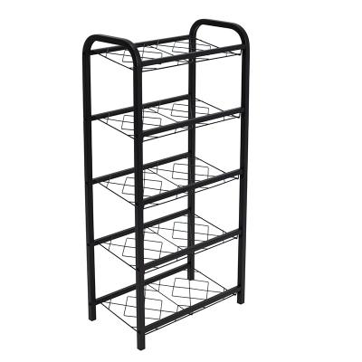 China Easy Turn Matte Black Shoe Storage Organizer 5 Tier Metal Traditional Multifunctional Assembly Shoe Rack Iron Shoes Shelf for sale