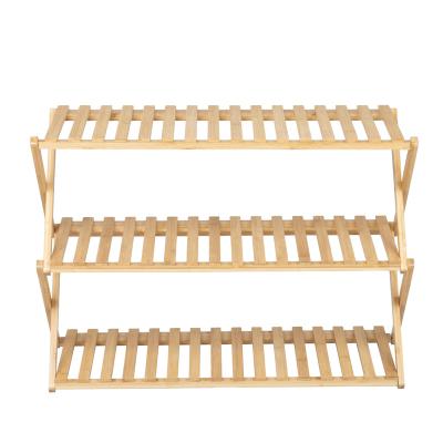 China Top Selling Folding Customized Portable No Assembly Foldable Bamboo Shoe Rack Storage For Home for sale