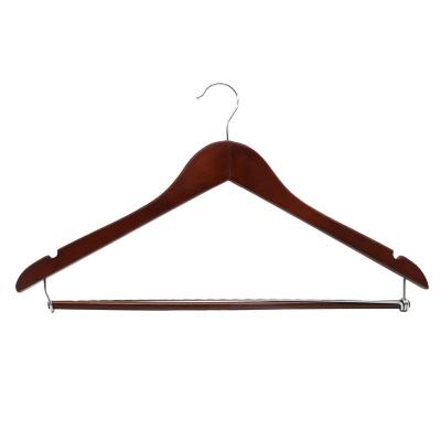 China Traditional Anti Slip Wooden Hangers With Movable Bar Coat Storage Rack Adult Hanger For Pants Scarf Cloth Hanger for sale