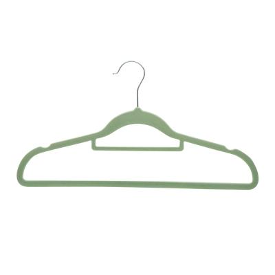 China Traditional OEM Assembled Popular Plastic Coat Hanger Velvet Suit Hanger With Small Crossbar Hot Selling Velvet Hanger for sale