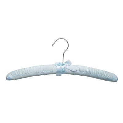 China Wholesale Contemporary Luxury Premium Blue Cotton Padded Cloth Hanger Inspring Satin Hanger Wedding Dress Hangers for sale